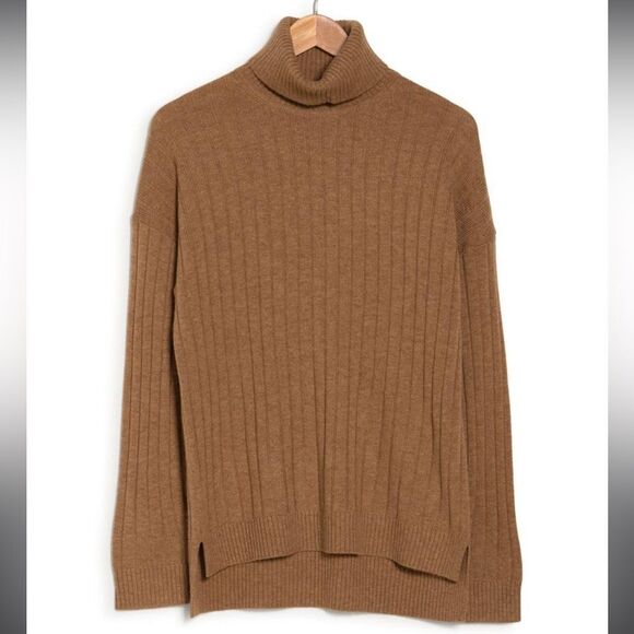 Theory Wool & Cashmere-Blend Tunic Sweater Brown size p / US 0 NEW MSRP $375 - Picture 2 of 8